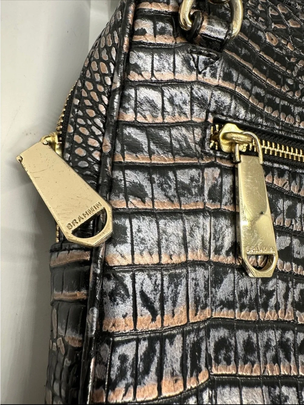 Brahmin Croc Embossed Leather Business Tote Laptop Bag